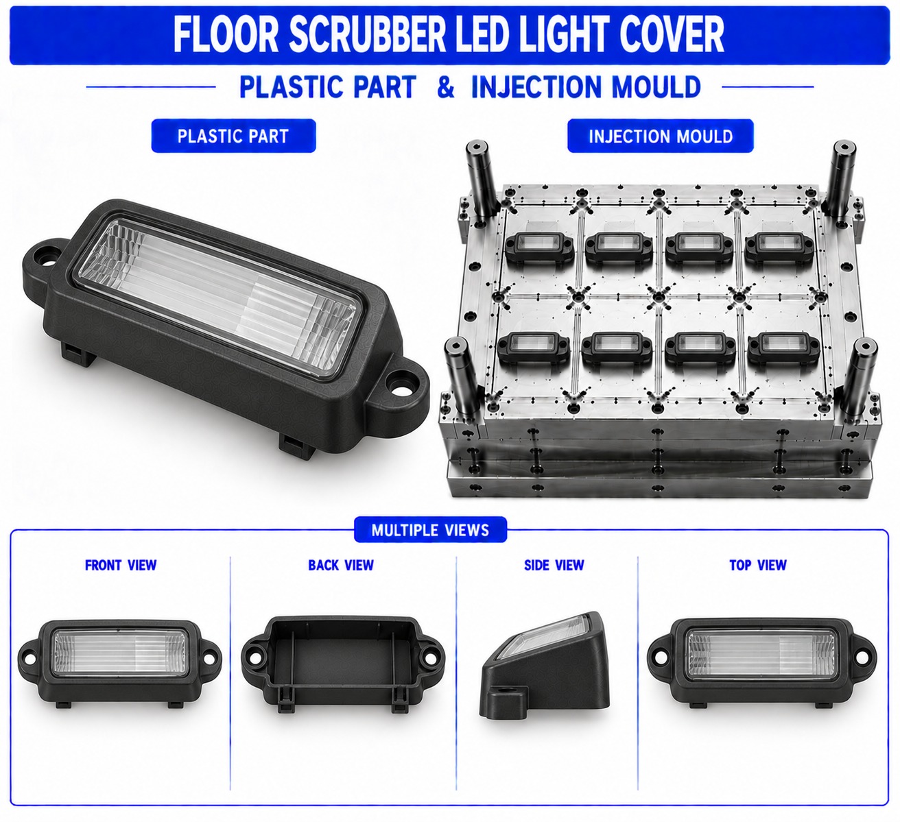 Floor Scrubber Plastic Led Light Cover Mould and Moulding Service